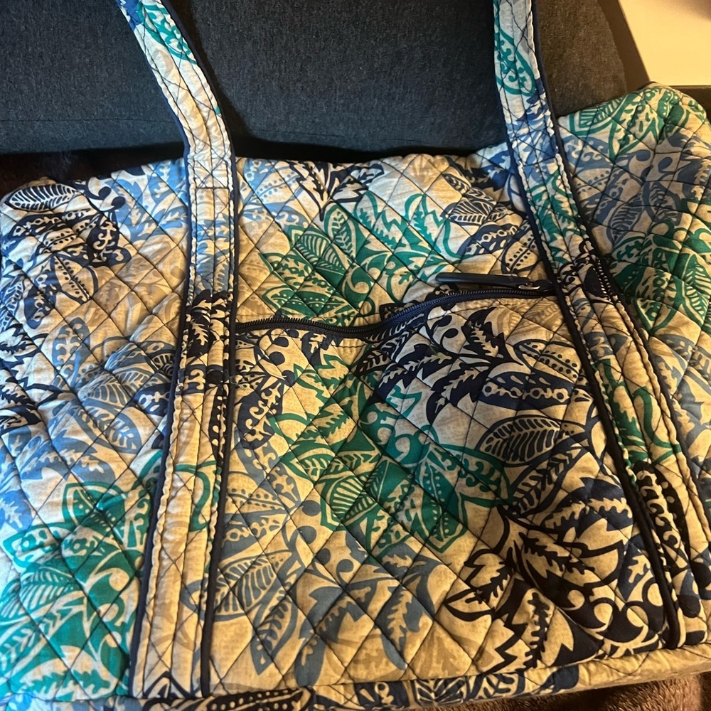 Vera Bradley Blue and Green Leafy Tote